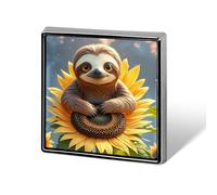 Custom Cartoon Sloth Sitting on Sunflower Lapel Pin Aluminum Alloy Button Badge Personalized Exquisite Brooch Classic Mini Pin 0.7" X 0.7" Inch for Backpacks Hat Suit Jacket Clothing Decoration