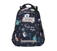 Custom Cartoon Space Planet Star Backpack School Book Bag for Teen Boy Girl Kids Personalized Galaxy Solar System Daypack Rucksack Customization for Travel Camping Gym Hiking