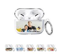 Custom Case for AirPods Pro 2, Photo Case for AirPods 4/3/2/1, Pro 1st/2nd Gen, Protective Soft TPU Easy to Carry Cover, Photo Name Earphone Cover with Keychain and Secure Lock, Clear
