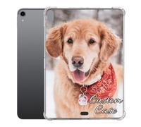 Custom Case for iPad Pro 11" 2018 1st Gen, Personalized Photo Text Logo Picture Image Clear Cover 11 inch, Slim Soft Flexible TPU Transparent Shockproof Apple Tablet Shell,Customize Gift for Family