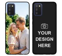 Custom Case for Samsung Galaxy A03s USA, Personalized Picture Photo Logo Text Phone Case, Customized Slim Black Liquid Silicone Soft Shockproof Protective Cover 6.5", Gift for Birthday Friends Family