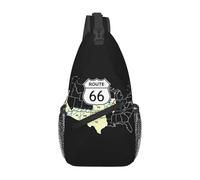 Custom Casual Route 66 Map Crossbody Sling Backpack Men USA Highways Shoulder Chest Bag for Camping Biking