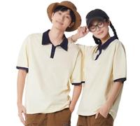 Custom Casual T Shirts Loose Drop Shoulder Short Sleeve Tops Restaurant Uniform for Men Women Add Your Text Logo Design(Beige 2,S)