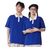 Custom Casual T Shirts Loose Drop Shoulder Short Sleeve Tops Restaurant Uniform for Men Women Add Your Text Logo Design(Blue 2,XXL)