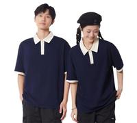 Custom Casual T Shirts Loose Drop Shoulder Short Sleeve Tops Restaurant Uniform for Men Women Add Your Text Logo Design(Blue 1,M)