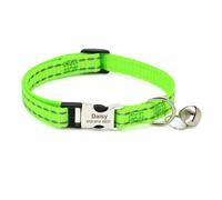 Custom Cat Collar Reflective Collar With Bell Personalized Pet Collar Necklace 19cm To 30cm(Green 2)