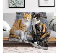 Custom Cats Sitting Together Flannel Fleece Throw Blanket 30x40 Inch Soft Cozy Throws for Couch Sofa Bed Farmhouse Blankets Comfort Decorative Bedtime Blanket Lightweight All Season Easy Care