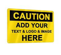 Custom Caution Signs Outdoor Metal - 12 x 8 Personalized Aluminum Warning Signs Rust-Proof Beware of Dog Sign Safety Signs for Home Business