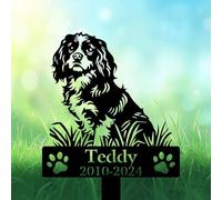 Custom Cavalier King Charles Spaniel Grave Marker, Cavaliers Dog Sitting on Grass Garden Stake, Cavaliers Dog Memorial, Dog Headstone, Pet Memorial Plaque, Personalised Name Sign
