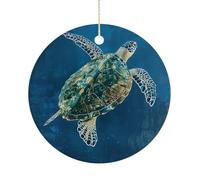 Custom Ceramic Christmas Ornament 3 Inch Personalized A Sea Turtle Swimming Hanging Ornaments Family Festive Keepsake for Xmas Tree Decorations New Home Holiday Party Favor