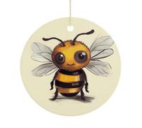 Custom Ceramic Christmas Ornament 3 Inch Personalized Cute Bee Hanging Ornaments Family Festive Keepsake for Xmas Tree Decorations New Home Holiday Party Favor