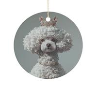 Custom Ceramic Christmas Ornament 3 Inch Personalized White Poodle Hanging Ornaments Family Festive Keepsake for Xmas Tree Decorations New Home Holiday Party Favor