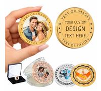 Custom Challenge Coin with Logo Text Photo,Personalised Commemorative Decision Coins Bulk for Women Men Boyfriend,Customised Pocket Hug Token for Anniversary Wedding Club Memorial