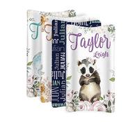 Custom Changing Mat Cover Set - Jersey Knitted Comfortable CozyUltra Soft Unisex Diaper Changing Tablecloths with Personalized Name for Baby Boys Girls - Waterproof Ultra Soft 4