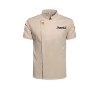 custom chef coat,Personalized Chef Jacket With Embroidered Name,Chef Work Jacket Shirt for Men Women (Style B - Khaki)