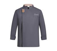 custom chef coat,Personalized Chef Jacket With Embroidered Name,Chef Work Jacket Shirt for Men Women (Style A - Gray)