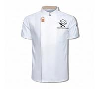 Custom Chef Coat with Logo Text, Personalized Short Sleeve Chef Jacket for Men and Women, Professional Kitchen Uniform (White)
