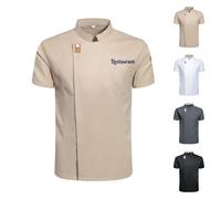 Custom Chef Jackets - Uniform For Men Women Embroidered Personalised Chef's Jacket Short Sleeve Top Chefs Coat Team Uniform (Beige)