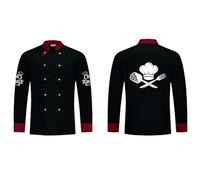 Custom Chef Uniform, Personalised Chef Coat with Restaurant Name or Design - Multi Colour, Double Breasted Stand Up Collar - Kitchen Gift for Chef Cook Baker Male Female (Black, L)