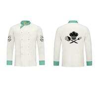 Custom Chef Uniform, Personalised Chef Coat with Restaurant Name or Design - Multi Colour, Double Breasted Stand Up Collar - Kitchen Gift for Chef Cook Baker Male Female (Beige, M)