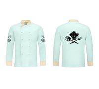 Custom Chef Uniform, Personalised Chef Coat with Restaurant Name or Design - Multi Colour, Double Breasted Stand Up Collar - Kitchen Gift for Chef Cook Baker Male Female (Mint Green, L)