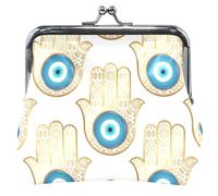 Custom Chic Hand Eyes Cream Leather Coin Purse Holder Women Kiss Lock Small Change Purse, Chic hand eyes Cream, Classic