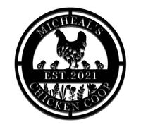 Custom Chicken Coop Metal Sign,Personalized Metal Hen House Docer,Backyard Garden Yard Patio Hanging Decoration,Gift for Farmer chicken 3