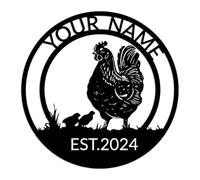 Custom Chicken Metal Sign,Personalized Chicken Coop Metal Sign,Farm house Decor,Custom Chicken Decor with Flowers,Chicken coop Wall Art,Hen house Sign,Farm Sign,Barn Decor (Chicken G)
