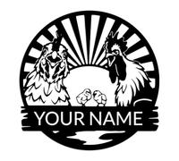 Custom Chicken Metal Wall Art Sign, Personalized Chicken Coop Metal Sign, Farm House Hen House Barn Decor, Custom Decor with Flowers (Style F)