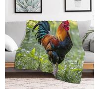 Custom Chicken on The Grass Flannel Fleece Throw Blanket 40x50 Inch Soft Cozy Throws for Couch Sofa Bed Farmhouse Blankets Comfort Decorative Bedtime Blanket Lightweight All Season Easy Care