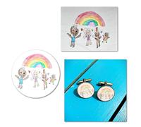 Custom Child's Artwork Cufflinks | Personalised Drawing Gift for Dad, Grandad & Uncle | Unique Handprint & Footprint Keepsake | Custom Made Kids Art Gifts