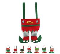 Custom Christmas Candy Bag with Personalized Name and Letter Embroidery - Santa Elf Pants Design Candy Bags for Holiday Gifts - Perfect Christmas Treat Bag for Sweets and Candies