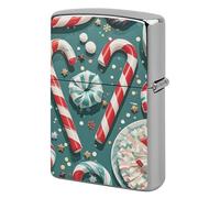Custom Christmas Candy Cane Lighter Case Personalized Metal Lighter Cover Holder Reusable Shockproof Protective Lighters Without Insert Gift for Men Women Dad Husband
