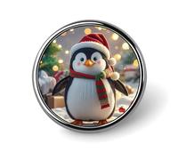 Custom Christmas Funny Penguin Lapel Pin Aluminum Alloy Button Badge Personalized Exquisite Brooch Classic Mini Pin 1 Inch for Backpacks Hat Suit Jacket Clothing Decoration