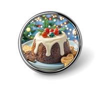 Custom Christmas Pudding Lapel Pin Aluminum Alloy Button Badge Personalized Exquisite Brooch Classic Mini Pin 1 Inch for Backpacks Hat Suit Jacket Clothing Decoration