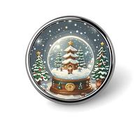 Custom Christmas Snow Globe Lapel Pin Aluminum Alloy Button Badge Personalized Exquisite Brooch Classic Mini Pin 1 Inch for Backpacks Hat Suit Jacket Clothing Decoration