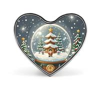 Custom Christmas Snow Globe Lapel Pin Aluminum Alloy Button Badge Personalized Heart Exquisite Brooch Classic Mini Pin for Backpacks Hat Suit Jacket Decoration