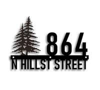 Custom Christmas Tree House Address Sign With Street Name, Handcrafted Home Address Plaque, Stainless Steel House Number Sign For Apartment, Garden, Street,15cm*10.5cm