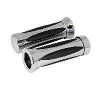 CUSTOM CHROME MOTORCYCLE GRIPS FOAM OVAL INSERTS CRUISER GRIPS PAIR