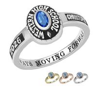 Custom Class Rings for Women 925 Sterling Silver/Brass Personalized Class Ring with Birthstones High School College University Graduation Rings for Her Graduation Gifts