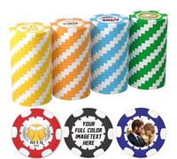 Custom Clay Poker Chips 11.5g, Personalized with Your Photo, Text or Logo, 40mm Full-Color Casino Chips, 7 Colors, 50/100/200/500 Pack for Poker Night, Events, Bar, Golf Club, Tournaments (Red)