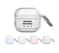 Custom Clear Case for AirPods 4th Generation 2024 Personalized Picture Initial Image Text Name Soft Non-Yellowing TPU Cover with Keychain Transparent Bling Black Blue Pink