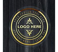 Custom Clear Personalized Circle Labels - Metallic Gold Business Logo Stickers for Wedding Favor, Party, Baptism