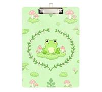 Custom clipboards Frog Mushroom Pale Sage Green Transparent for Volleyball Baseball Coaches Size 9 x 12.5 Tablas para escribir