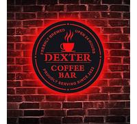 Custom Coffee Bar Metal Wall Art with LED Light, Personalized Coffee Lover Name Neon Sign Decoration For Living Room, Kitchen Home Decor, Coffee Bar Light Up Sign