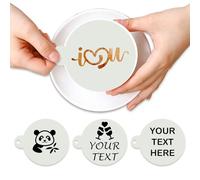 Custom Coffee Stencils for Latte Cappuccino Art & Baking,Personalised Reusable Stencils with Logo & Text for Cake, Cookie, Sourdough & Drink Decoration, 10Pc (13cm)