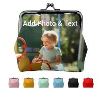 Custom Coin Purses Photo Text Personalised Leather Mini Wallet Name Logo Customised Tray Pouch Double Sided Design Printed Clasp Closure Key Purse Picture Gifts for Women Lady Girls Boys Men
