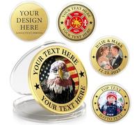 Custom Coin with Text/Photo 10-100 PCS, Custom Sliver/Gold Challenge Coin w/Acrylic Case, Personalized Solid Metal Coin Bulk Memorial Gift for Anniversary, Organization, Company, Military (Gold)