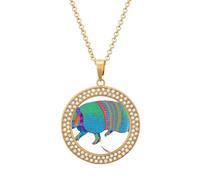 Custom Colorful Animals Picture Necklace Personalized Circle Chain Pendant Gold/Silver Photo Dog Tag Keepsake Necklaces Hip Hop Memorial Jewelry Gifts for Men Women, One Size, Titanium Steel