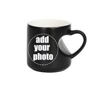 Custom Colour Changing Magic Mug Personalized Heat Change Heart-shaped Handle Ceramic Coffee Mug DIY Gift for Mom, Dad, Brother, Sister, and Friends Black,201-300ml
